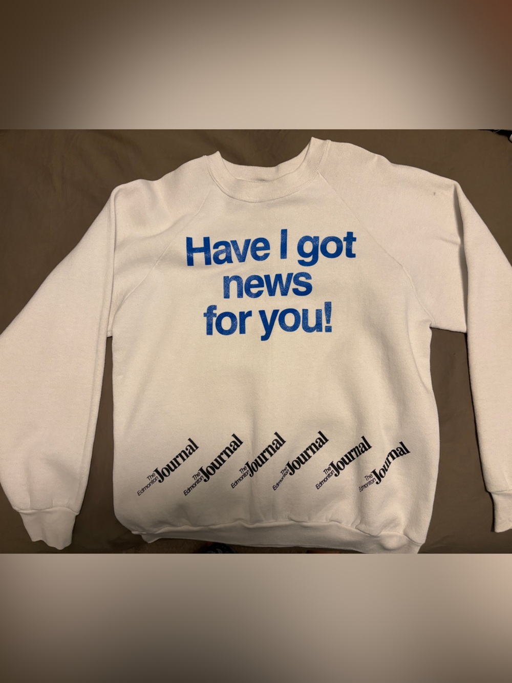 Fruit of the Loom White Crewneck Edmonton Journal Sweater